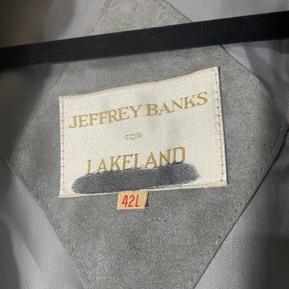 Jeffrey Banks For Lakeland Mens Coat 42L Gray Ultra Suede Double Breasted Trench - Picture 4 of 16